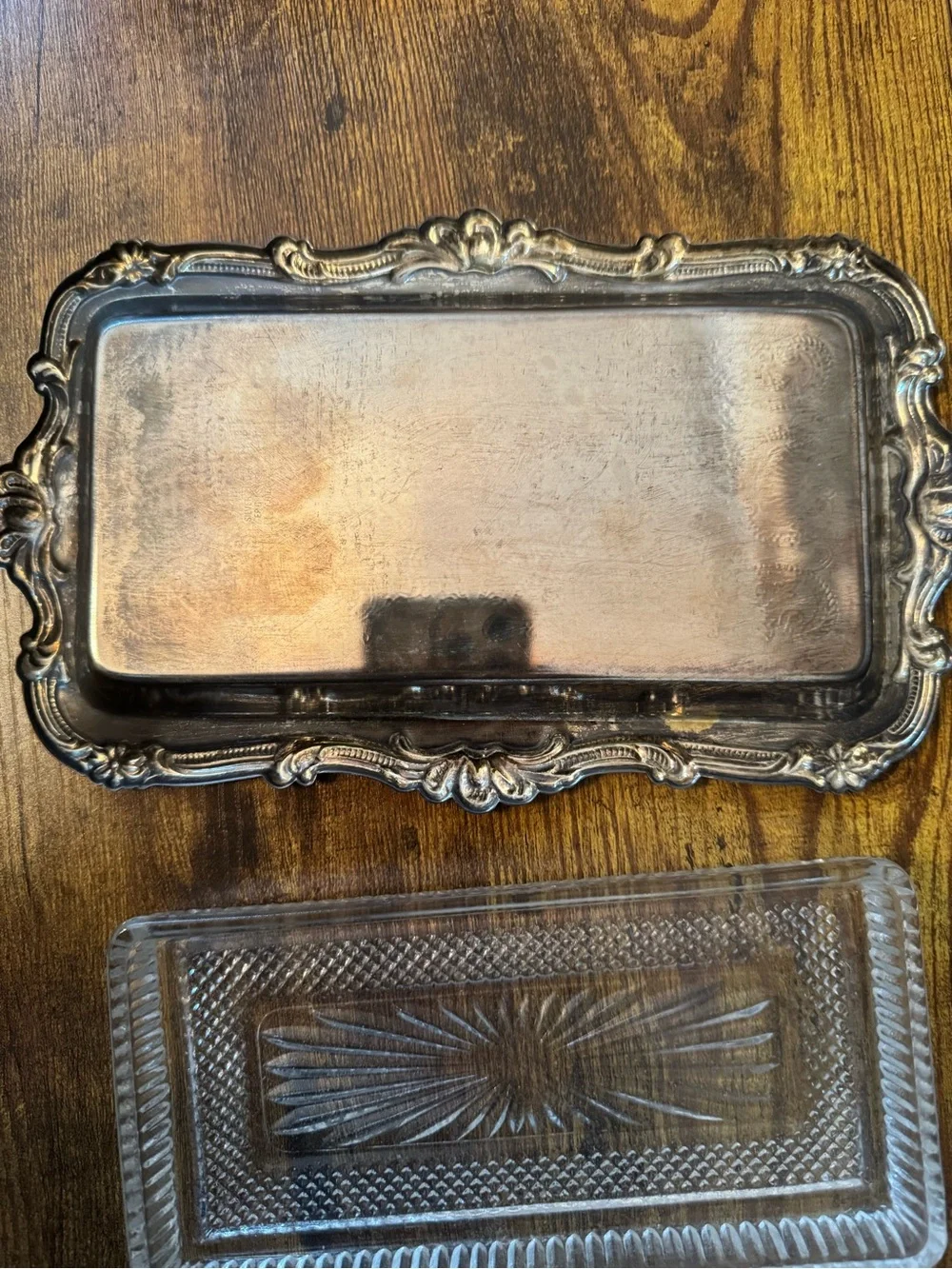 Davco Silver Plated Relish Tray Crystal Glass Insert Original Box DVC 1019